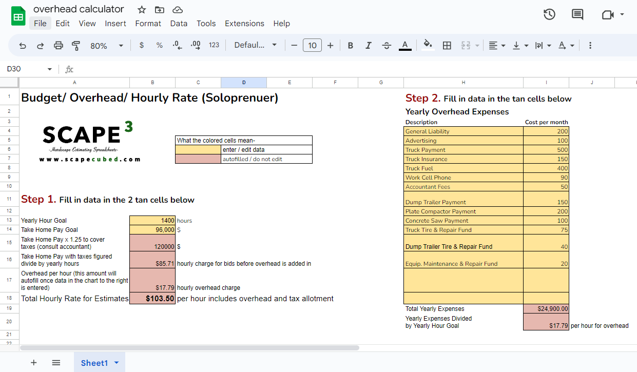ScapeCubed Hardscape Estimating And Production Rate Spreadsheets SCAPE ScapeCubed Hardscape Estimating And Production Rate Spreadsheets SCAPE